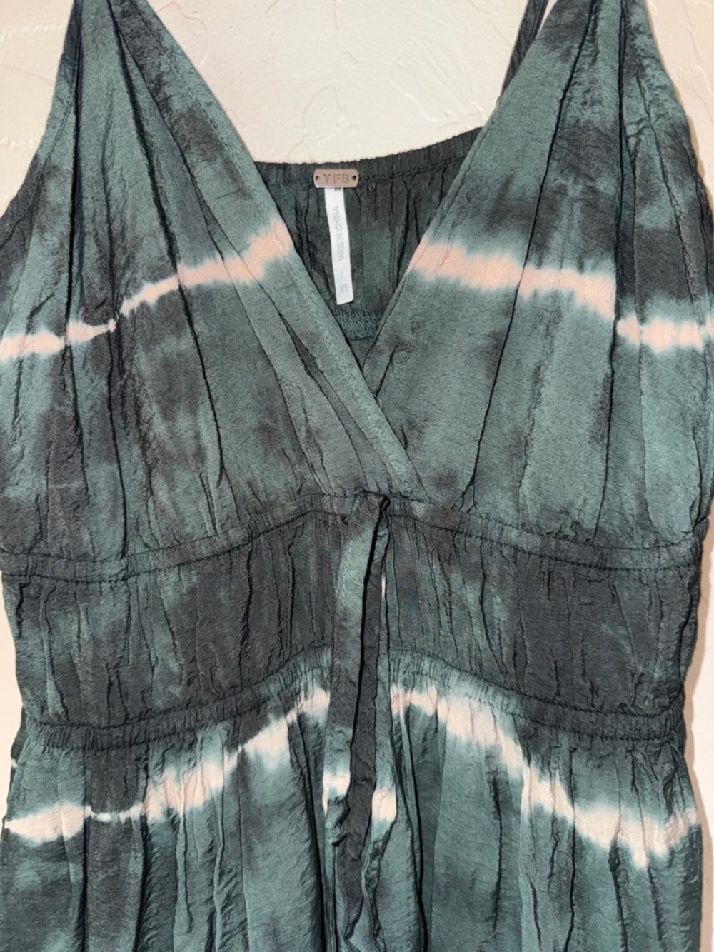 YFB green dip dye tie dye maxi dress with pockets size xs - Picture 3 of 9